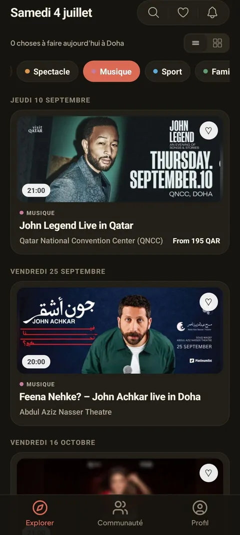 L’app MyDoha : explorer les événements par catégorie